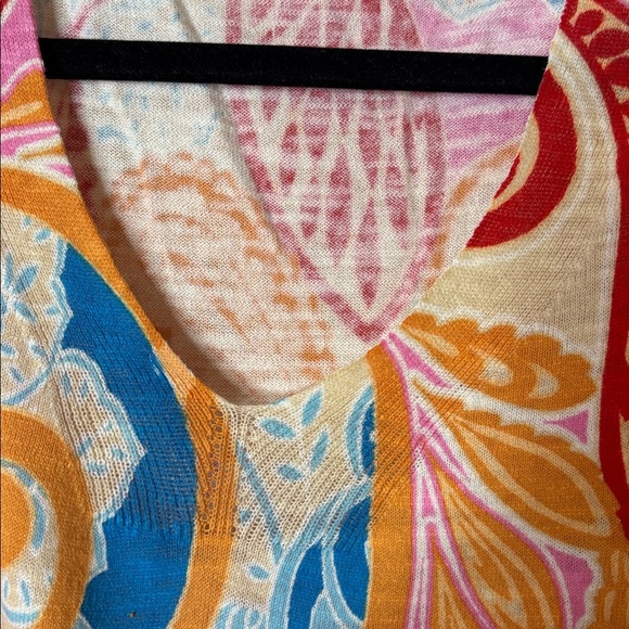 Talbots Multicolor Paisley Knit Top Size Large 100% Cotton 3/4 Sleeves - Picture 6 of 10